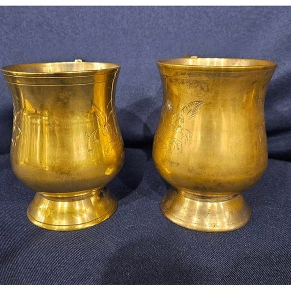 Brass Goblets Set of Two‎ -Discoloration, Scratches - Picture 5 of 6